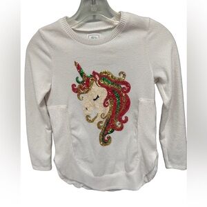 Colortree Girls Medium 10/12 White Sparkling Unicorn Sweater